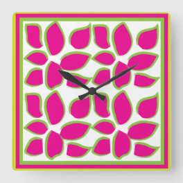 Watercolor Floral Abstract Square Wall Clock