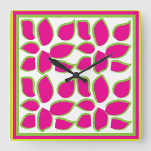 Watercolor Floral Abstract Square Wall Clock