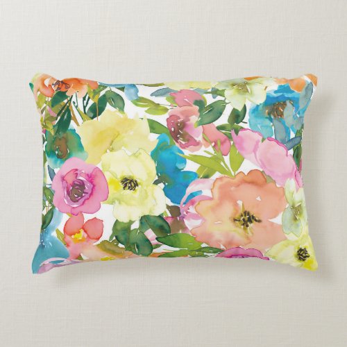 Watercolor Floral Accent Pillow