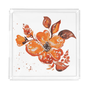 Watercolor Floral Acrylic Tray