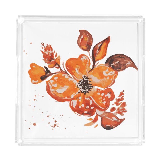Watercolor Floral Acrylic Tray (Front)