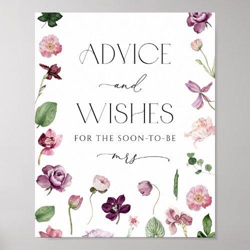 Watercolor Floral Advice and Wishes Poster