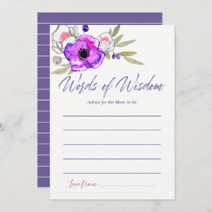 Watercolor floral Advice for Mom Baby Shower Invitation