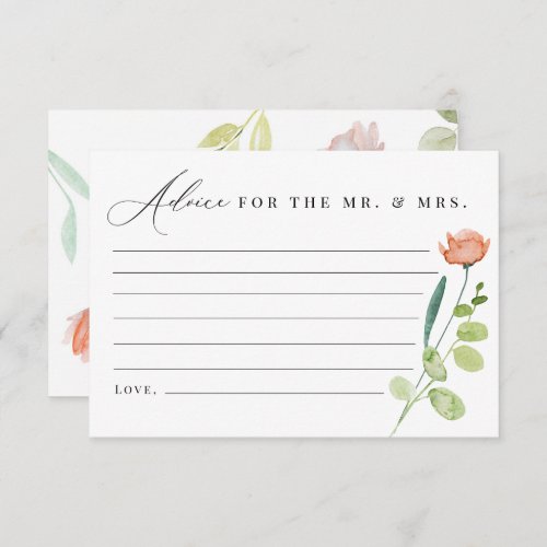Watercolor Floral Advice for the Mr. & Mrs. Card - Watercolor Floral Advice for the Mr. & Mrs. Card