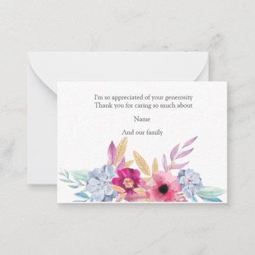 Watercolor Floral After Funeral Thank You Cards