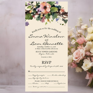 Watercolor floral, All in One Wedding Invite. All In One Invitation
