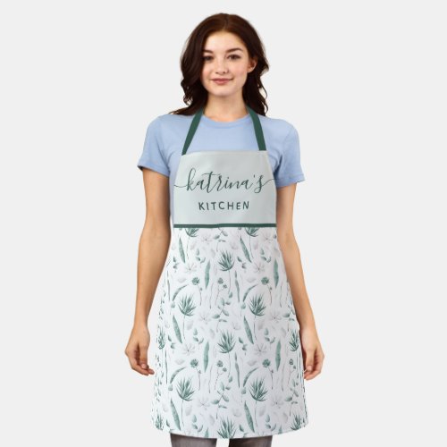 Watercolor Floral All_Over Print Apron