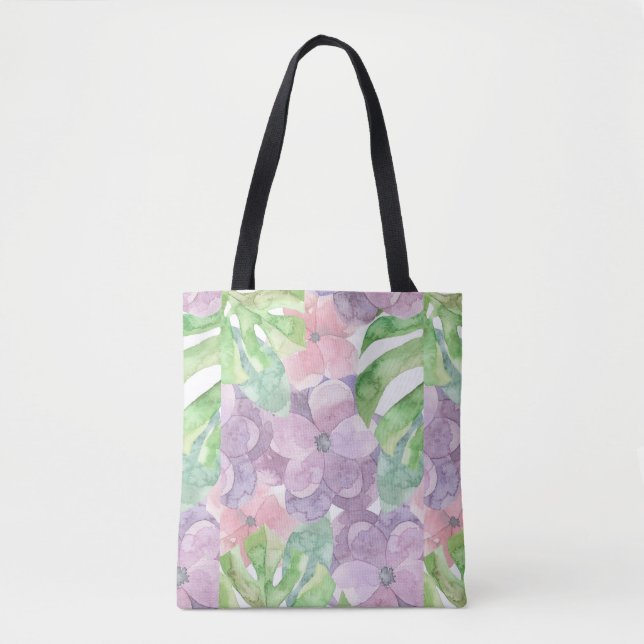 Watercolor Floral All-Over-Print Tote Bag (Front)