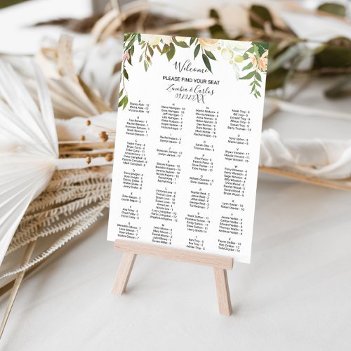 Watercolor Floral Alphabetical Seating Chart