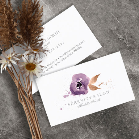Watercolor Floral Amethyst Purple Id294 Business Card