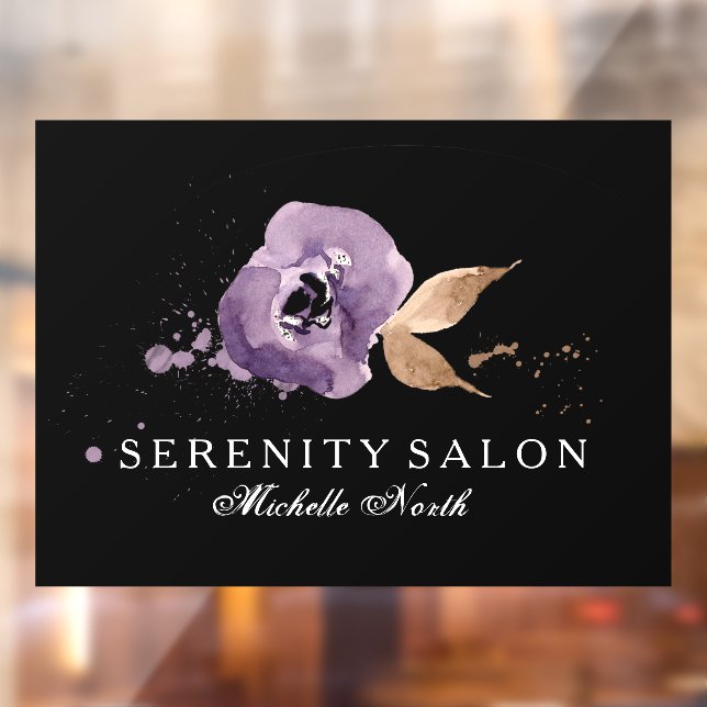 Watercolor Floral Amethyst Purple ID294  Window Cling (Sheet 2)
