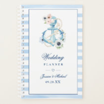 Watercolor Floral Anchor Blue Stripes Wedding Planner
