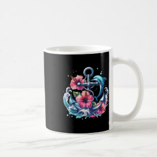 Watercolor Floral Anchor Dolphin Nautical Sea Anim Coffee Mug