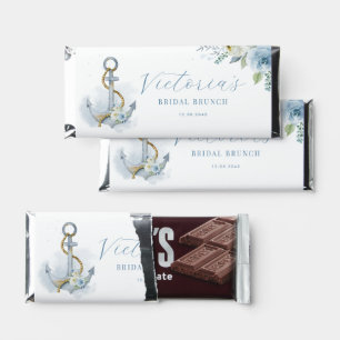 Watercolor Floral Anchor Nautical Bridal Brunch Hershey Bar Favors