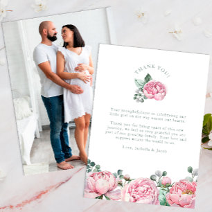 Watercolor Floral and Eucalyptus Greenery Photo Th Thank You Card