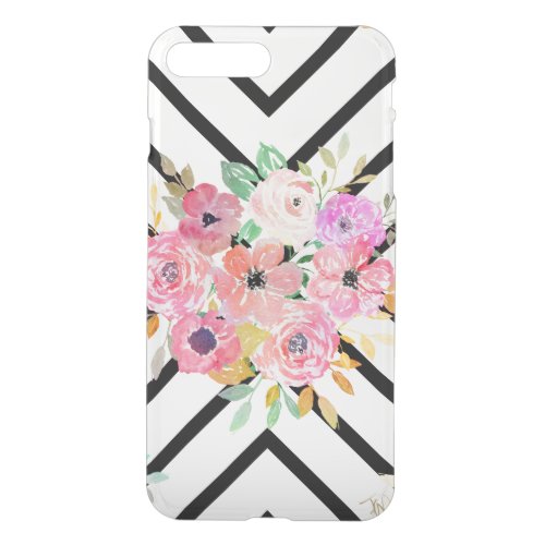 Watercolor floral and geometric diamond design iPhone 8 plus7 plus case