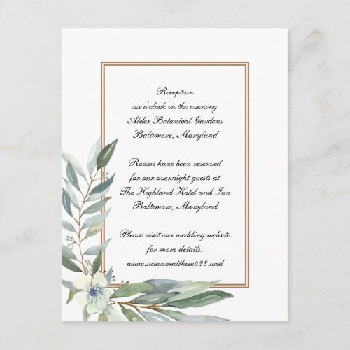 Watercolor Floral and Greens Botanical Wedding Enclosure Card