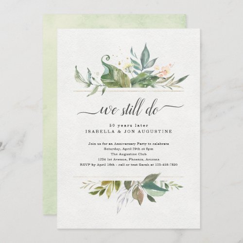 Watercolor Floral Anniversary Party Invitation