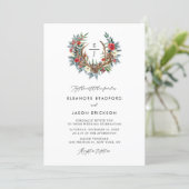 Watercolor Floral Antler Wreath Monogram Wedding Invitation (Standing Front)