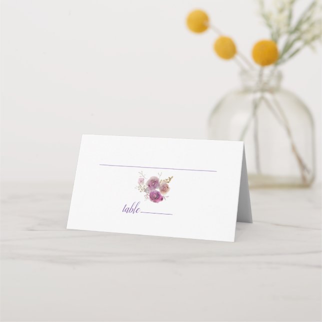 Watercolor  Floral Appeal Wedding Place Card (Front)