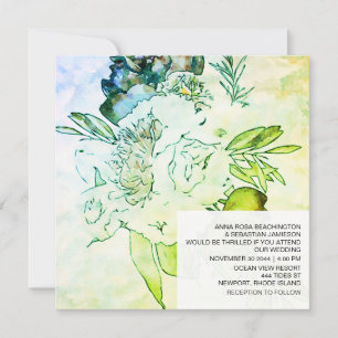 *~* Watercolor Floral AR15 QR RSVP Ombre WEDDING Invitation
