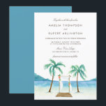 Watercolor Floral Arbor Tropical Beach Wedding Invitation<br><div class="desc">Invite family and friends with this elegant beach wedding invitation. It features watercolor illustrations of a beachfront view with palm trees and a wedding arbor. Personalize by adding names, date, time, venue and other event details. You can further personalize the back by changing the back image to a photo or...</div>