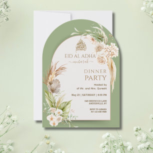 Watercolor Floral Arc Eid al Adha Dinner Invitation