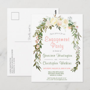 Watercolor Floral Arch Engagement Party Postcard