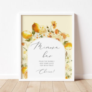 Watercolor floral arch lemon Mimosa bar Poster