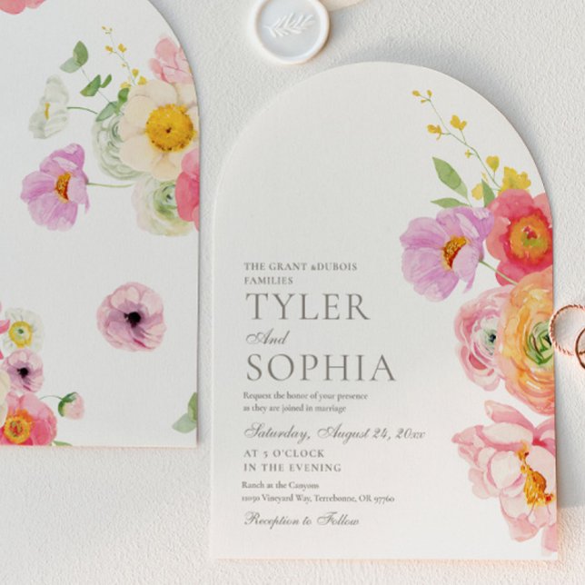 Watercolor Floral Arch Wedding Invitation (Creator Uploaded)