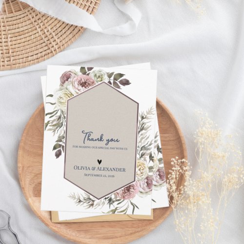Watercolor Floral Arch Wedding Thank You Postcard