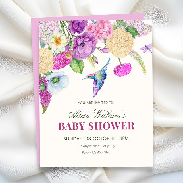 Watercolor floral arrangement baby shower  invitation (Creator Uploaded)