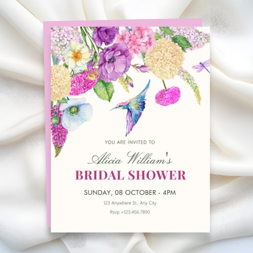 Watercolor floral arrangement bridal shower invitation