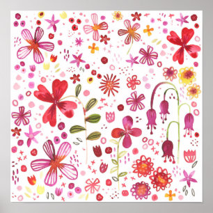 Watercolor Floral Art Modern Pattern Poster