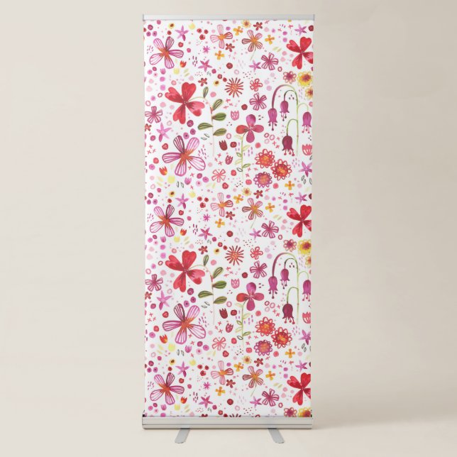 Watercolor Floral Art Modern Pattern Retractable Banner (Front)