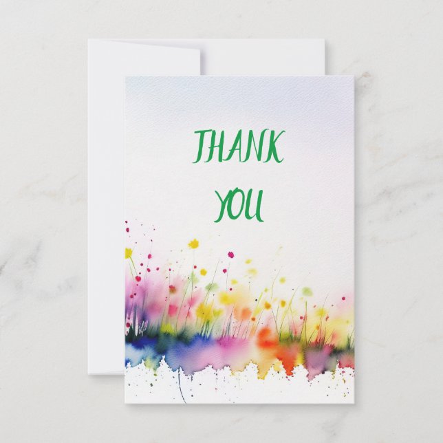 Watercolor Floral Art Thank You Card (Front)