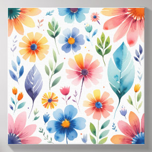 Watercolor Floral Art – Whimsical Botanical Print  Canvas Photo Tile