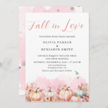 Watercolor Floral Autumn Pink Pumpkin Fall Wedding