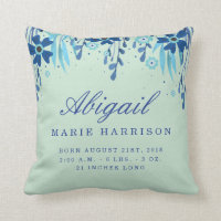 Watercolor Floral Baby Birth Announcement Pillow