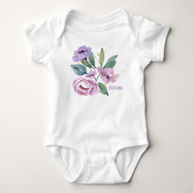 Watercolor Floral Baby Bodysuit (Front)