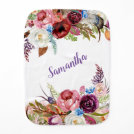 Watercolor Floral Baby Girl Name Baby Burp Cloth Watercolor Floral Baby Girl Name Baby Burp Cloth