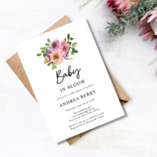 Watercolor Floral Baby in Bloom Baby Shower Invitation