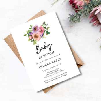 Watercolor Floral Baby In Bloom Baby Shower Invitation by lilanab2 at Zazzle
