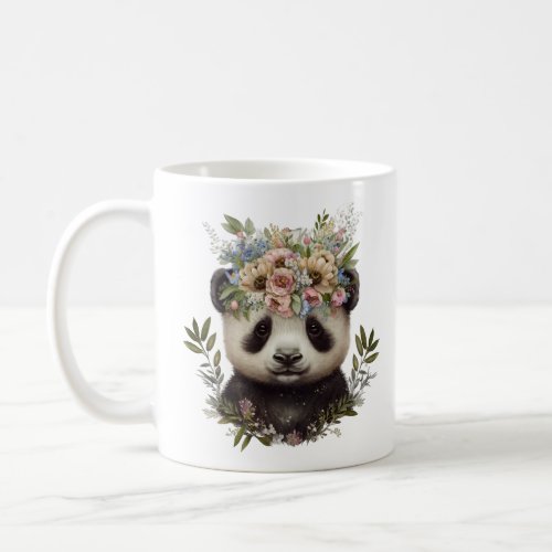 Watercolor Floral Baby Panda Cute Coffee Mug