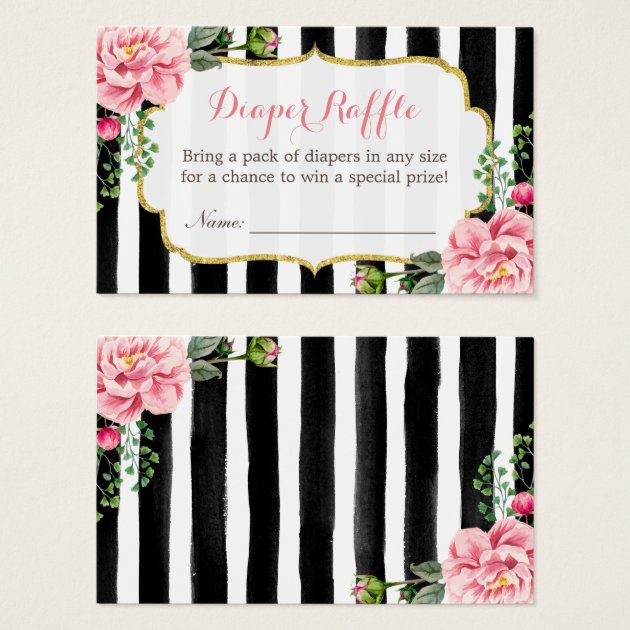 Watercolor Floral Baby Shower Diaper Raffle Ticket