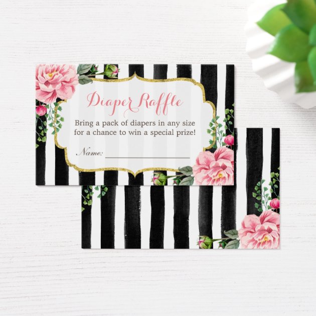 Watercolor Floral Baby Shower Diaper Raffle Ticket