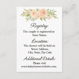 Watercolor Floral Baby Shower Enclosure Card