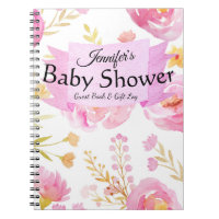 Watercolor Floral Baby Shower Gift Log & Guest Notebook