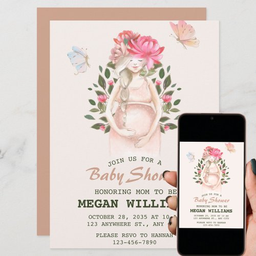Watercolor Floral Baby Shower  Invitation