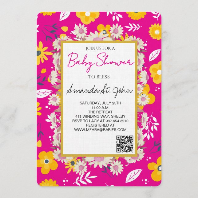 Watercolor Floral Baby Shower Invitation (Front)